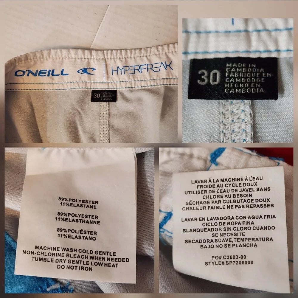 ONeill Board Shorts 30 Mens Hyperfreak Stripe Red White Blue 10